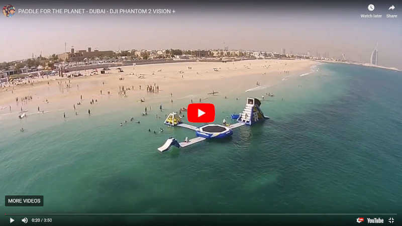 Youtube drone video of Dubai Beach water sports